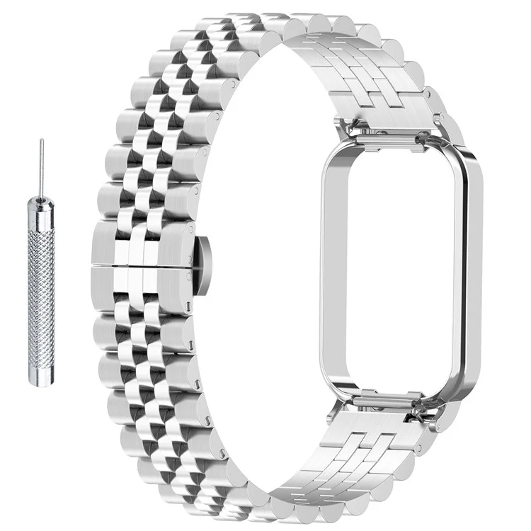 For Xiaomi Redmi Band 2 Stainless Steel Solid 5-Bead Smart Watch Strap+Frame Replacement with Installation Tool