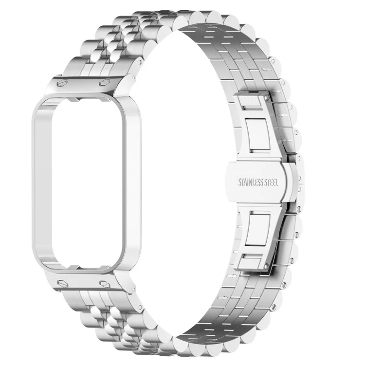 For Xiaomi Redmi Band 2 Stainless Steel Solid 5-Bead Smart Watch Strap+Frame Replacement with Installation Tool