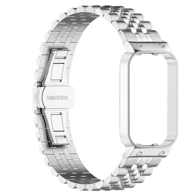 For Xiaomi Redmi Band 2 Stainless Steel Solid 5-Bead Smart Watch Strap+Frame Replacement with Installation Tool
