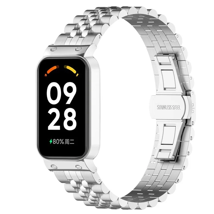 For Xiaomi Redmi Band 2 Stainless Steel Solid 5-Bead Smart Watch Strap+Frame Replacement with Installation Tool