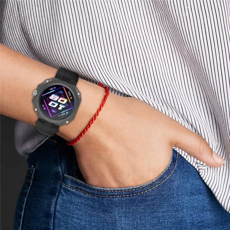 Для ремешка часов Huawei Watch GT Cyber Silicone Watch Bands Watch Strap Replacement с винтами + инструмент - черный