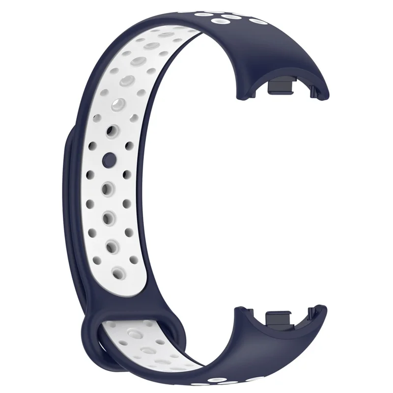 For Xiaomi Smart Band 9 NFC / 9 / 8 NFC / 8 Silicone Watch Band Replacement Sports Wrist Strap - Midnight Blue+White