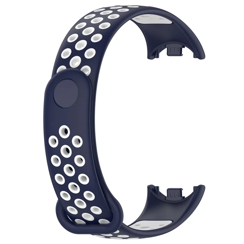 For Xiaomi Smart Band 9 NFC / 9 / 8 NFC / 8 Silicone Watch Band Replacement Sports Wrist Strap - Midnight Blue+White