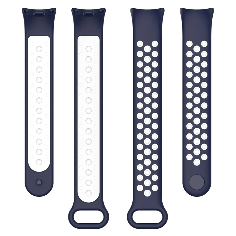 For Xiaomi Smart Band 9 NFC / 9 / 8 NFC / 8 Silicone Watch Band Replacement Sports Wrist Strap - Midnight Blue+White