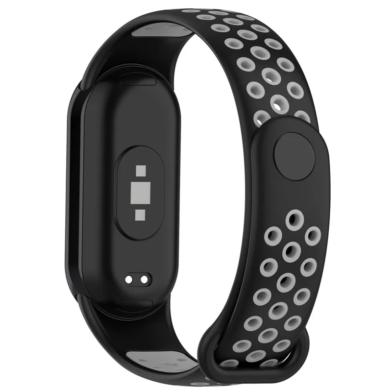 For Xiaomi Smart Band 9 NFC / 9 / 8 NFC / 8 Silicone Watch Band Replacement Sports Wrist Strap - Black+Grey