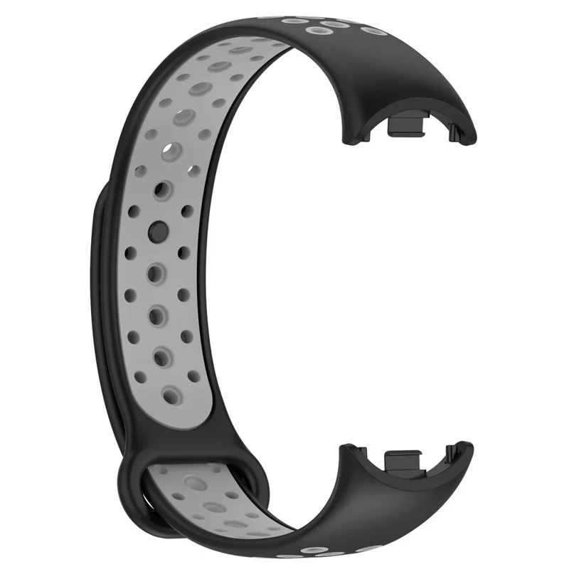 For Xiaomi Smart Band 9 NFC / 9 / 8 NFC / 8 Silicone Watch Band Replacement Sports Wrist Strap - Black+Grey