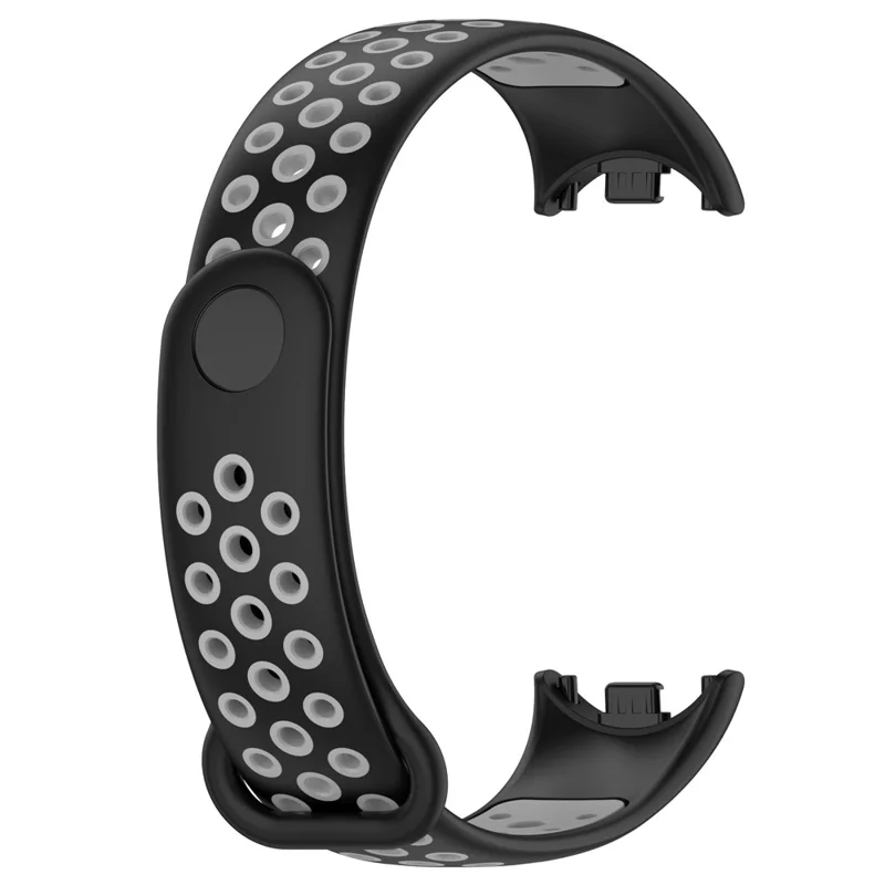 For Xiaomi Smart Band 9 NFC / 9 / 8 NFC / 8 Silicone Watch Band Replacement Sports Wrist Strap - Black+Grey