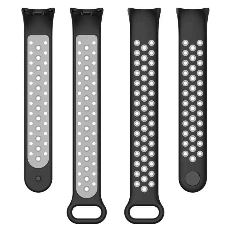 For Xiaomi Smart Band 9 NFC / 9 / 8 NFC / 8 Silicone Watch Band Replacement Sports Wrist Strap - Black+Grey