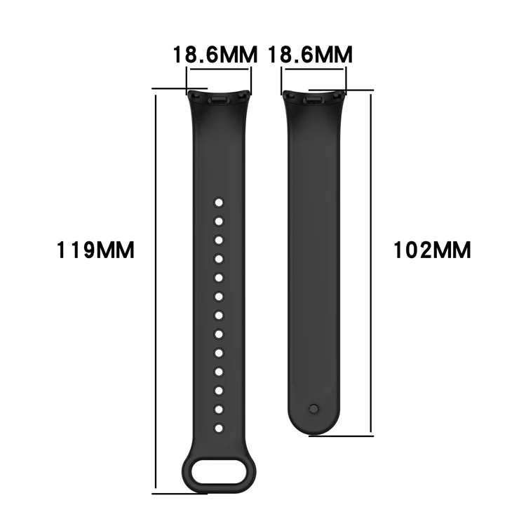 Для Xiaomi Mi Band 9 NFC / Mi Band 9 / Smart Band 8 NFC / Smart Band 8 Сменный силиконовый ремешок для часов одноцветного цвета - Черный