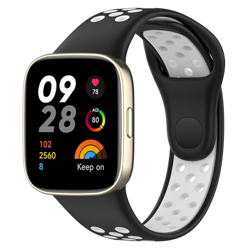 Bracelet de montre en silicone de 28 mm pour Xiaomi Redmi Watch 3 / Mi Watch Lite 3, Bracelet de bande intelligente bicolore - Noir / Blanc