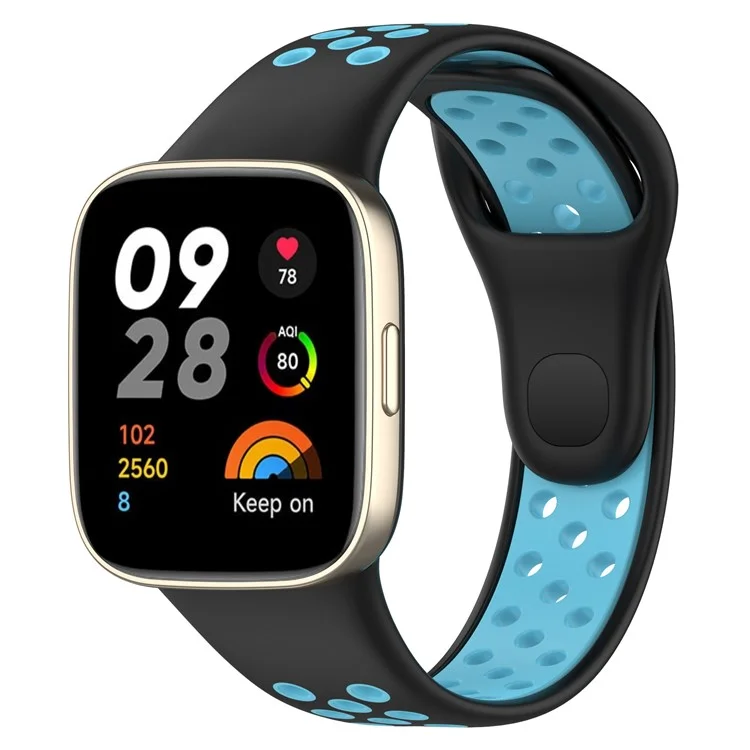 28mm Silicone Watch Strap for Xiaomi Redmi Watch 3 / Mi Watch Lite 3 , Dual-color Smart Band Strap - Black / Blue