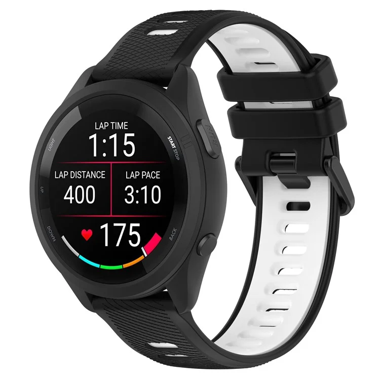 Für Garmin Forerunner 265 Dual-Farben-Silikonuhrarmband, verschleißfestes Smart-Band-Armband - Schwarz / Weiß