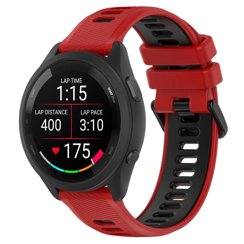 For Garmin Forerunner 265 Dual-Color Silicone Watch Strap Anti-Wear Smart Band Strap - Red / Black