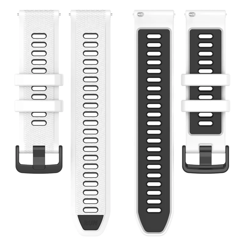 For Garmin Forerunner 265 Dual-Color Silicone Watch Strap Anti-Wear Smart Band Strap - White / Black