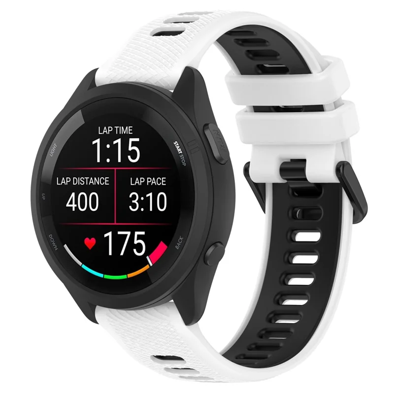 For Garmin Forerunner 265 Dual-Color Silicone Watch Strap Anti-Wear Smart Band Strap - White / Black