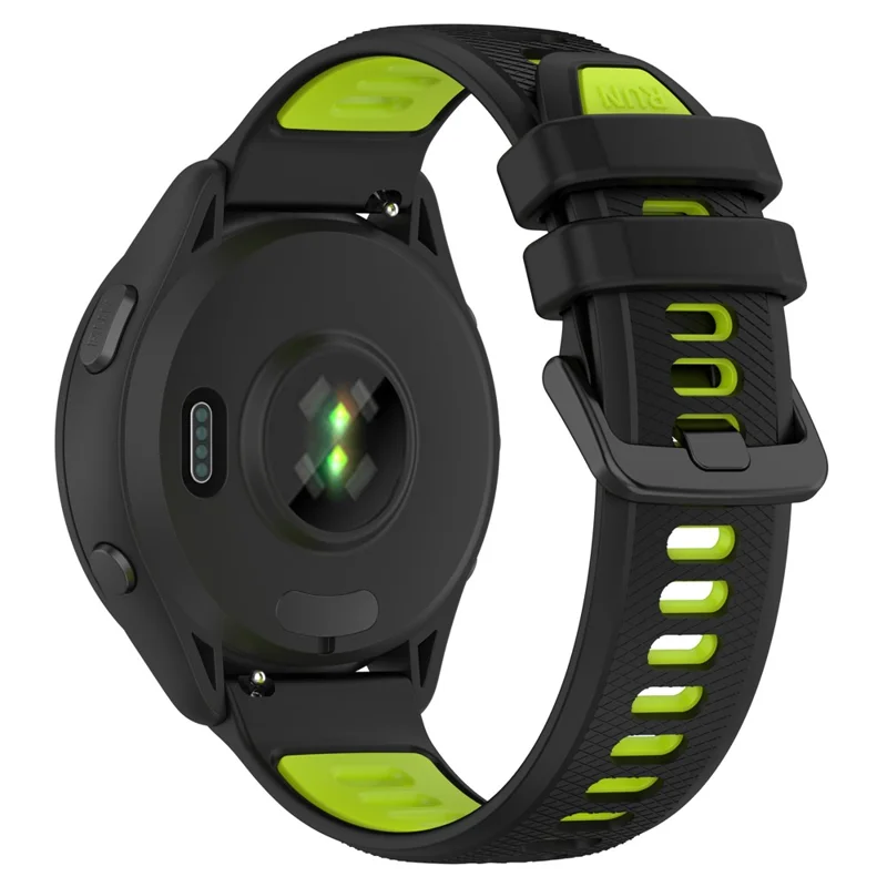 Para Garmin Forerunner 265 Pulseira de Silicone de Duas Cores Resistente ao Desgaste Pulseira Inteligente - Preto / Verde-Limão