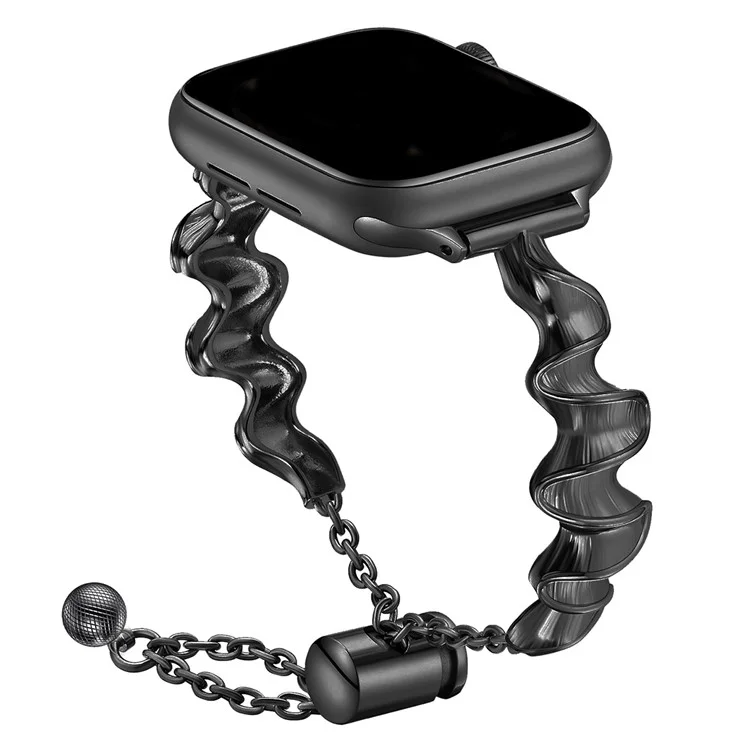 Pour Apple Watch Series 10 46 mm / Ultra 2 Ultra 49 mm / Série 9 8 7 45 mm / 6 5 4 SE (2023) SE (2022) SE 44 mm / 3 2 1 42 mm Ruban Forme Métal Bracelet de Montre - Noir