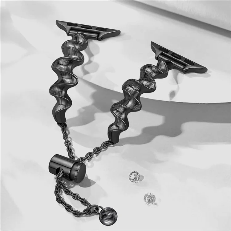 Pour Apple Watch Series 10 46 mm / Ultra 2 Ultra 49 mm / Série 9 8 7 45 mm / 6 5 4 SE (2023) SE (2022) SE 44 mm / 3 2 1 42 mm Ruban Forme Métal Bracelet de Montre - Noir