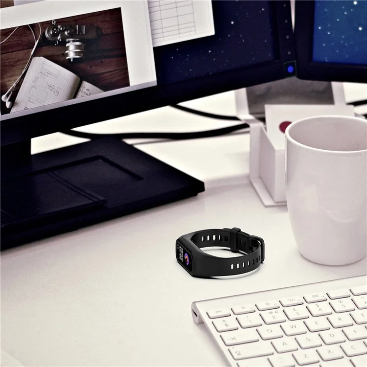 Pour Keep B2 Solid Color Soft Silicone Watch Strap Remplacement Wrist Band - Noir