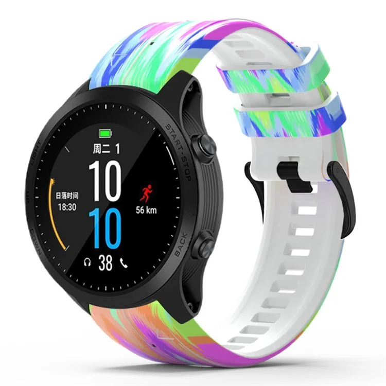 For Garmin Forerunner 965 / 955 / 945 / 935 Quick Release Watch Band Silicone Printed Pattern Replacement Strap - Style A