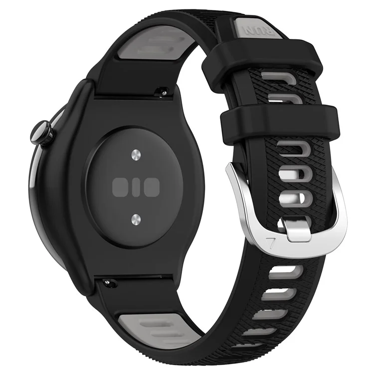 Pour Huami Amazfit GTR Mini / Bip 3 / Bip 3 Pro Bracelet de montre en silicone 20mm à rayures croisées bicolores - Noir+Gris