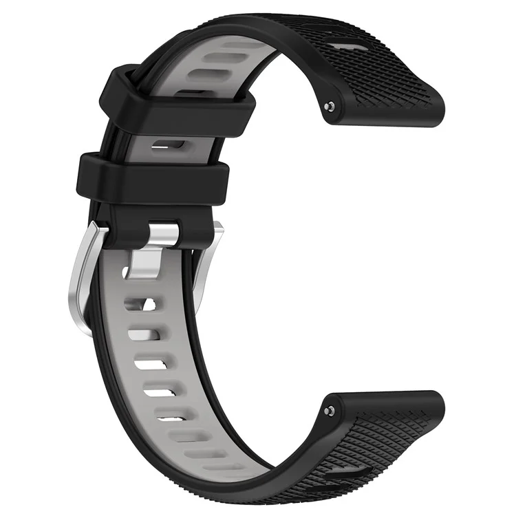 Pour Huami Amazfit GTR Mini / Bip 3 / Bip 3 Pro Bracelet de montre en silicone 20mm à rayures croisées bicolores - Noir+Gris