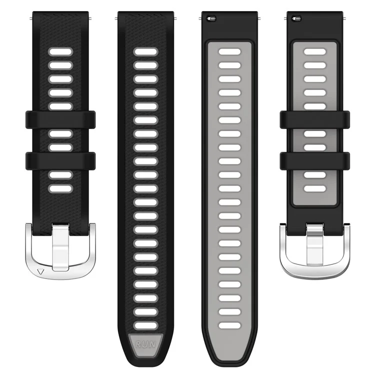 Pour Huami Amazfit GTR Mini / Bip 3 / Bip 3 Pro Bracelet de montre en silicone 20mm à rayures croisées bicolores - Noir+Gris