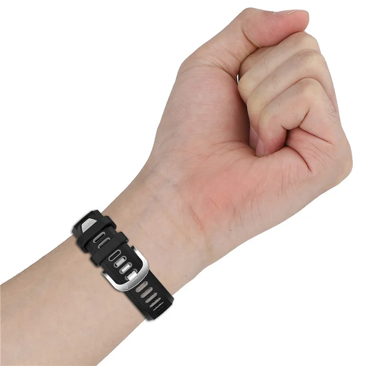 Pour Huami Amazfit GTR Mini / Bip 3 / Bip 3 Pro Bracelet de montre en silicone 20mm à rayures croisées bicolores - Noir+Gris