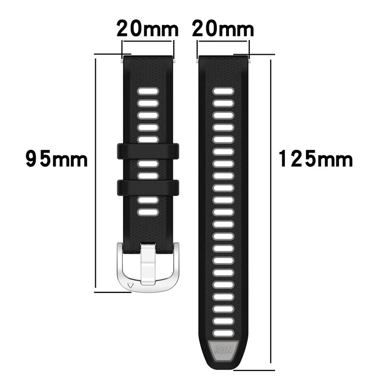 Pour Huami Amazfit GTR Mini / Bip 3 / Bip 3 Pro Bracelet de montre en silicone 20mm à rayures croisées bicolores - Noir+Gris