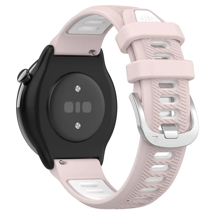Для Huami Amazfit GTR Mini / Bip 3 / Bip 3 Pro Силиконовый ремешок для часов 20 мм в полоску двух цветов - розовый + белый