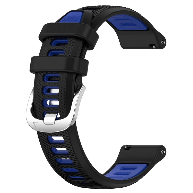 22mm Watch Band for Garmin Forerunner 265 / Honor Watch GS 3i , Silicone Cross Stripe Dual-color Strap Replacement - Black+Blue