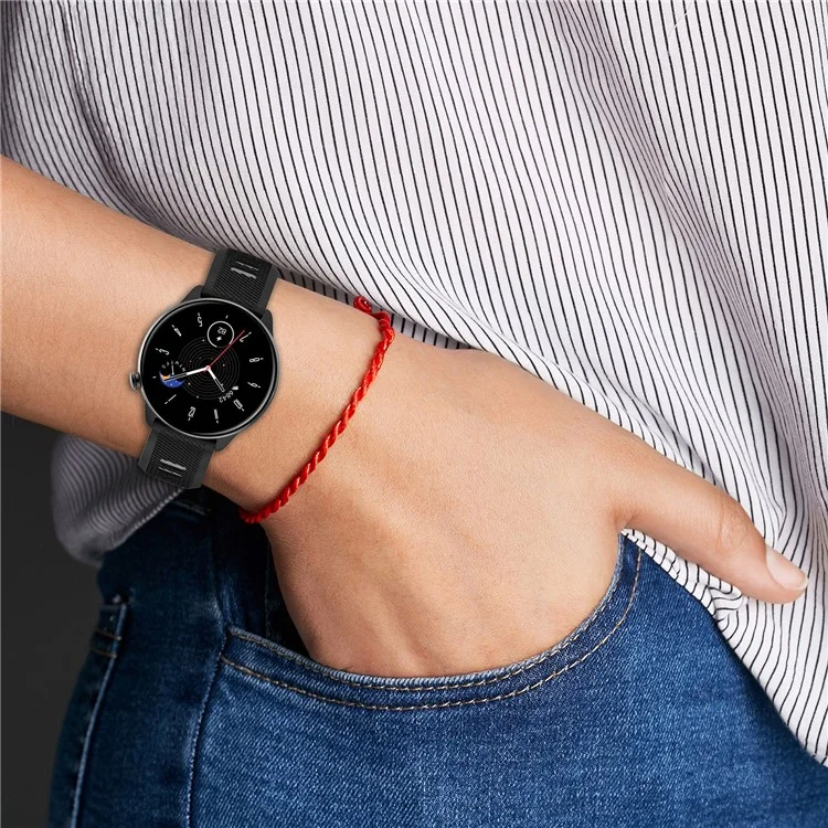 22mm Watch Band for Garmin Forerunner 265 / Honor Watch GS 3i , Silicone Cross Stripe Dual-color Strap Replacement - Black+Blue