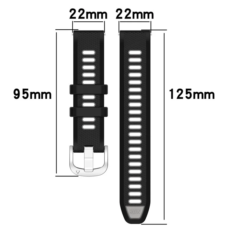 22mm Watch Band for Garmin Forerunner 265 / Honor Watch GS 3i , Silicone Cross Stripe Dual-color Strap Replacement - Black+Blue