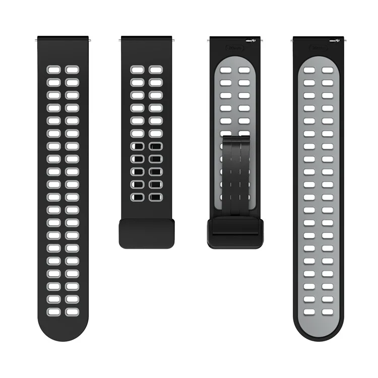 Pulseira Magnética para Huami Amazfit GTR Mini / Bip 3 / Bip 3 Pro, Pulseira de Silicone Bicolor de 20 mm com Fivela Dobrável Preta - Preto+Cinza
