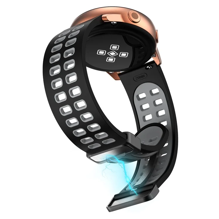Pulseira Magnética para Huami Amazfit GTR Mini / Bip 3 / Bip 3 Pro, Pulseira de Silicone Bicolor de 20 mm com Fivela Dobrável Preta - Preto+Cinza