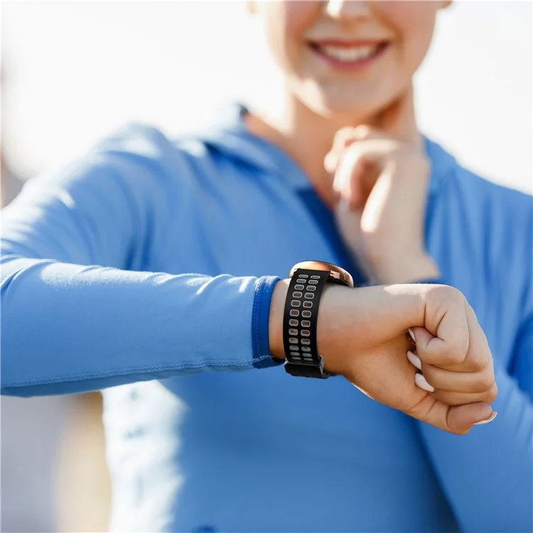 Pulseira Magnética para Huami Amazfit GTR Mini / Bip 3 / Bip 3 Pro, Pulseira de Silicone Bicolor de 20 mm com Fivela Dobrável Preta - Preto+Cinza