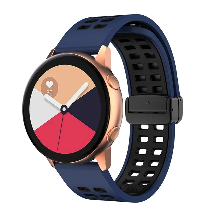 Silicone Watch Band for Garmin Forerunner 265 / Honor Watch GS 3i , 22mm Dual-color Magnetic Strap with Black Folding Buckle - Midnight Blue+Black