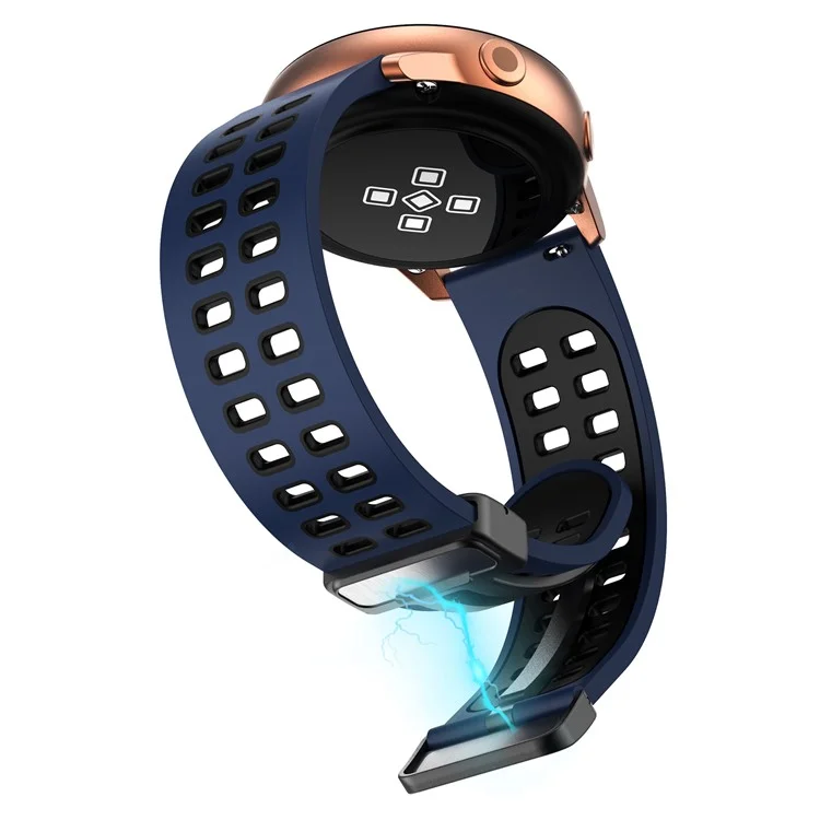 Silicone Watch Band for Garmin Forerunner 265 / Honor Watch GS 3i , 22mm Dual-color Magnetic Strap with Black Folding Buckle - Midnight Blue+Black