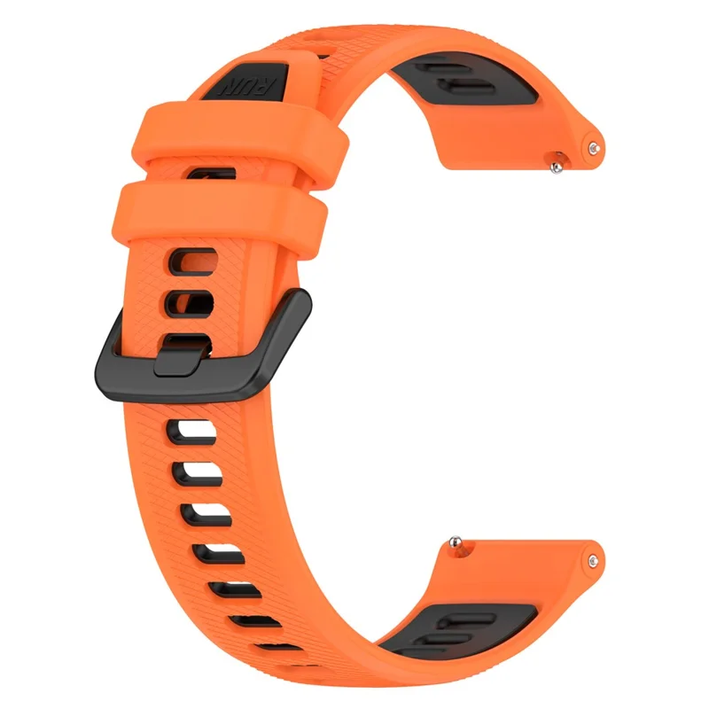 Für Garmin Forerunner 265S Silikonarmband 18mm Zweifarbiger Austauschriemen - Orange+Schwarz
