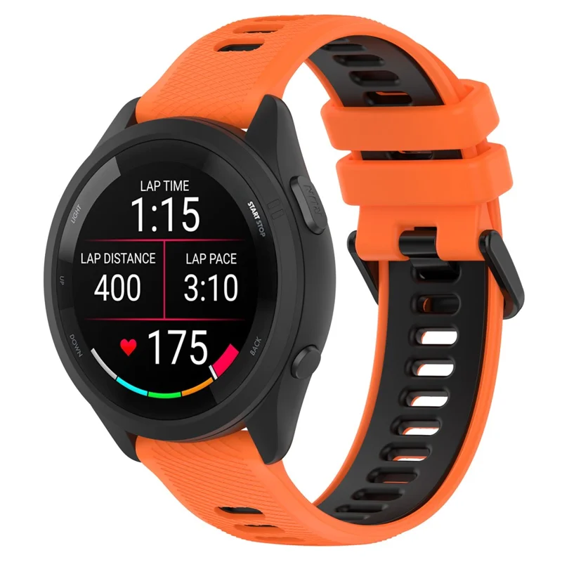 Für Garmin Forerunner 265S Silikonarmband 18mm Zweifarbiger Austauschriemen - Orange+Schwarz