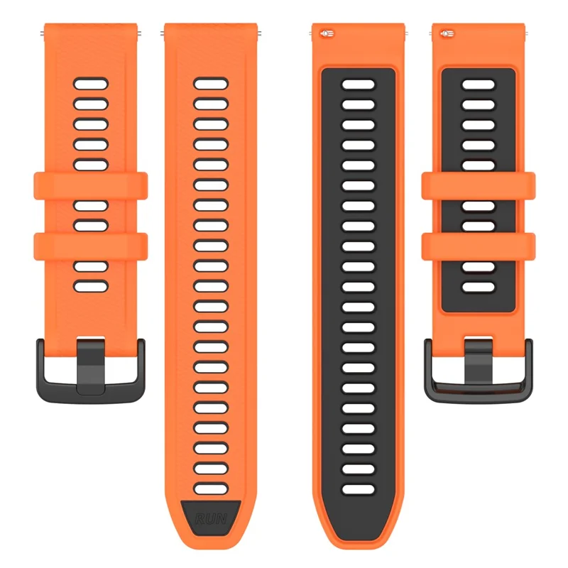 Für Garmin Forerunner 265S Silikonarmband 18mm Zweifarbiger Austauschriemen - Orange+Schwarz