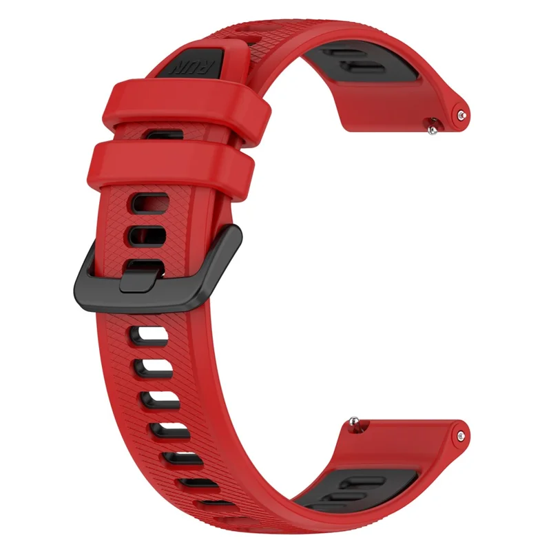 For Garmin Forerunner 265S Silicone Watch Bands 18mm Dual Color Replacement Strap - Red+Black