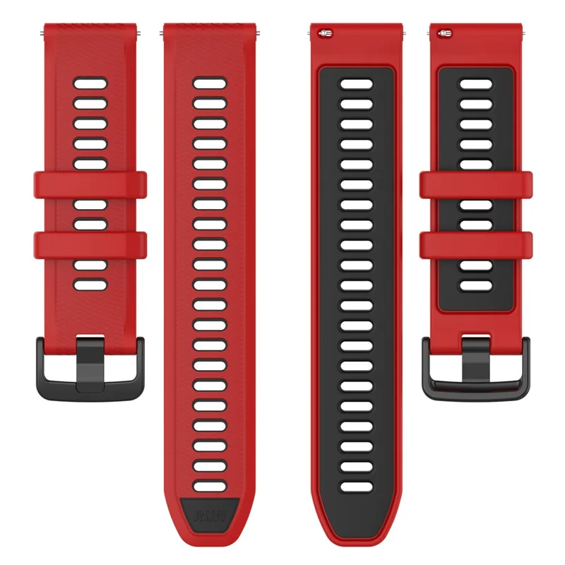 For Garmin Forerunner 265S Silicone Watch Bands 18mm Dual Color Replacement Strap - Red+Black