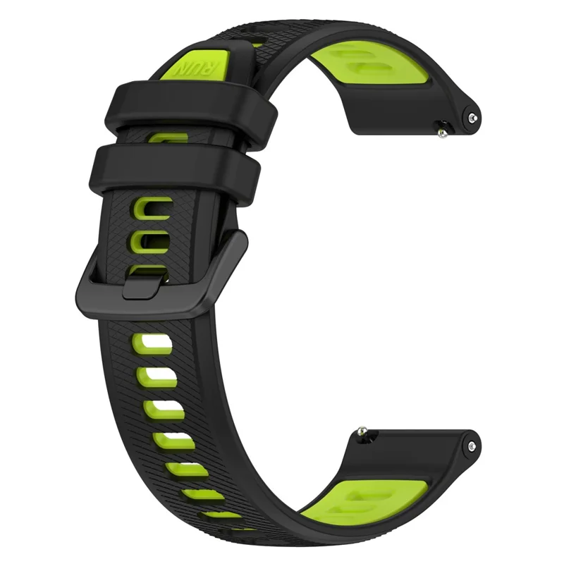 For Garmin Forerunner 265S Silicone Watch Bands 18mm Dual Color Replacement Strap - Black+Green
