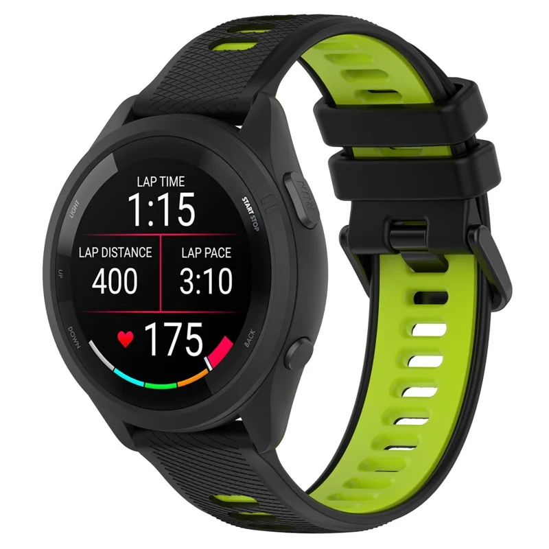 For Garmin Forerunner 265S Silicone Watch Bands 18mm Dual Color Replacement Strap - Black+Green