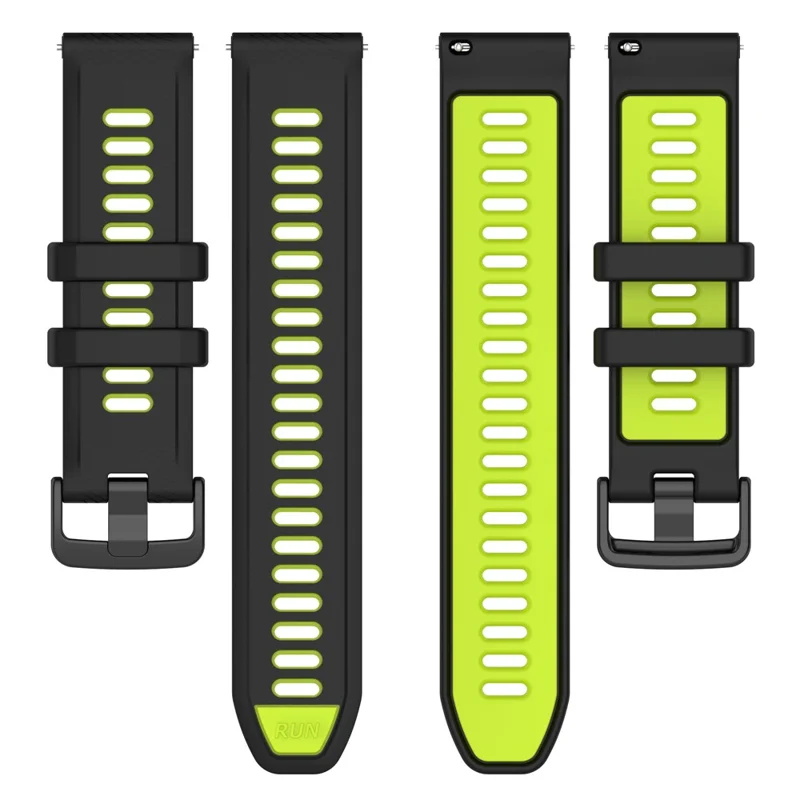 For Garmin Forerunner 265S Silicone Watch Bands 18mm Dual Color Replacement Strap - Black+Green