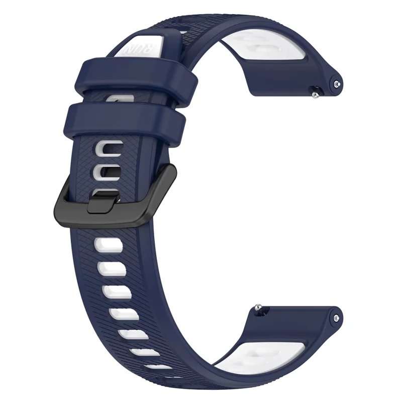 For Garmin Forerunner 265S Silicone Watch Bands 18mm Dual Color Replacement Strap - Midnight Blue+White