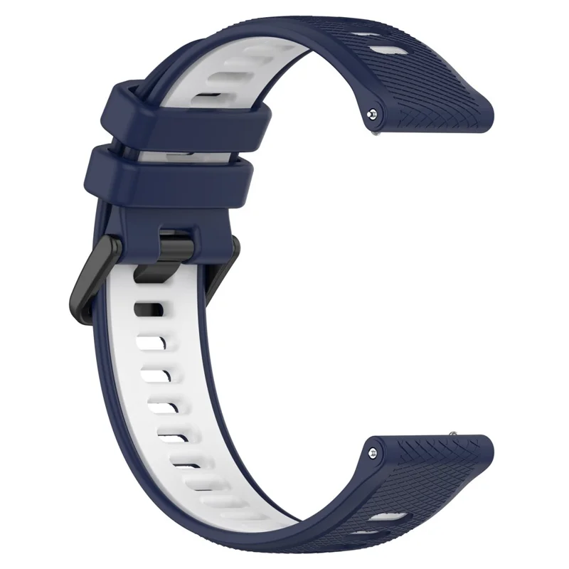 For Garmin Forerunner 265S Silicone Watch Bands 18mm Dual Color Replacement Strap - Midnight Blue+White