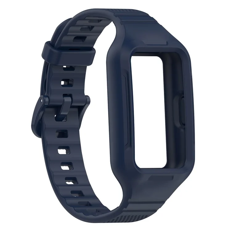 Pour Huawei Band 6 / 6 Pro / Band 7 / Band 8 / Band 8 NFC / Band 9 / Band 9 NFC / Honor Band 6 / 7 Sports Silicone Watch Band avec Boîtier - Bleu Nuit