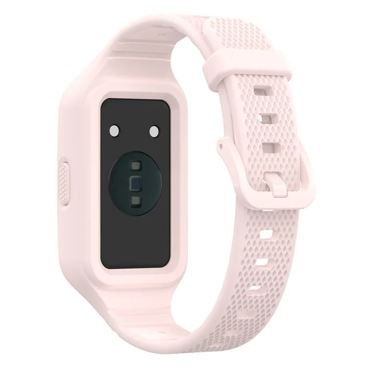 For Huawei Band 6 / 6 Pro / Band 7 / Band 8 / Band 8 NFC / Band 9 / Band 9 NFC / Honor Band 6 / 7 Sports Silicone Watch Band with Case - Light Pink